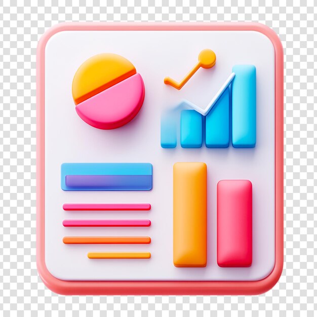 Gráficos 3D coloridos que muestran la tendencia ascendente Visualización de datos de crecimiento positivo