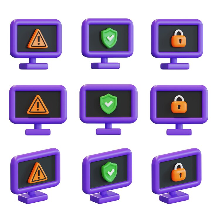 PSD gráficos 3d para monitores de computadora relacionados con la seguridad de internet