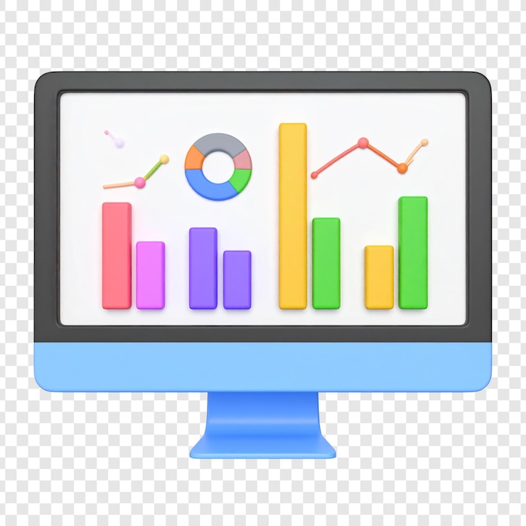 PSD gráficos de datos coloridos que se muestran en un monitor de computadora