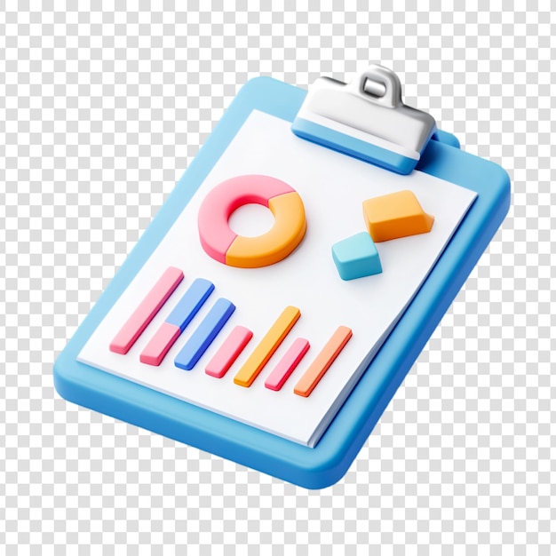 Los gráficos de datos coloridos en un tablón de recortes visualizan el éxito comercial