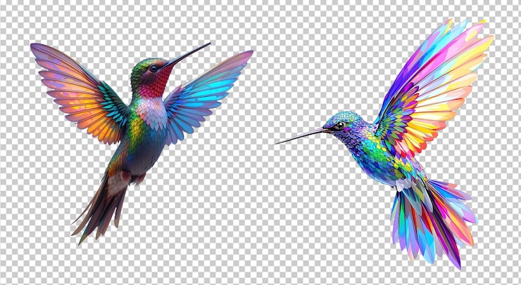 PSD gráficos de colibri de alta qualidade com fundo transparente para uso criativo
