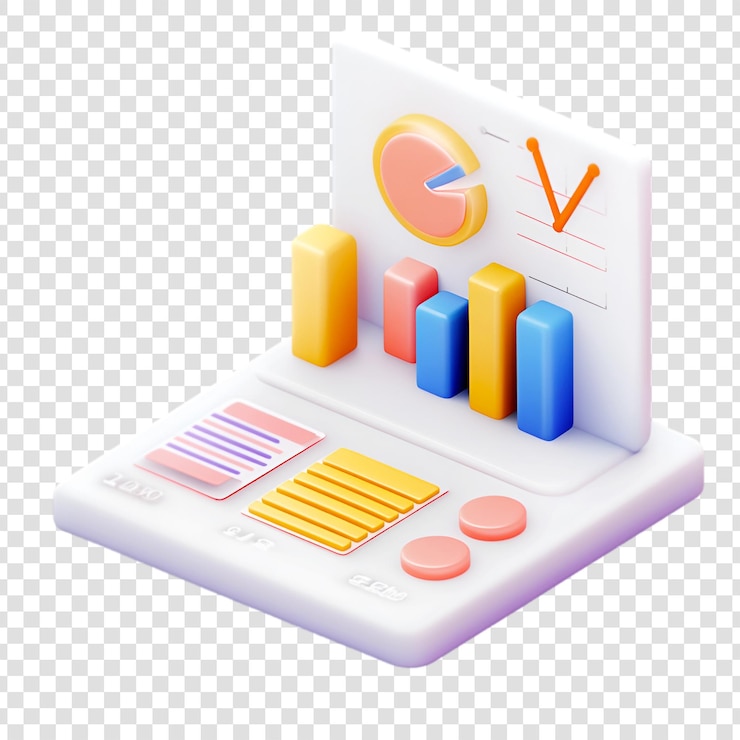 PSD gráficos y gráficos de visualización de datos 3d coloridos análisis de éxito de negocios