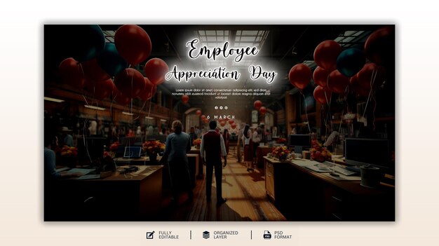 PSD grafik- und social-media-design-vorlage für den tag der wertschätzung der mitarbeiter
