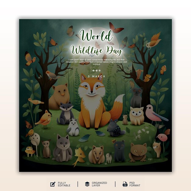 Grafik- und social-media-design-vorlage für den weltwildtiertag