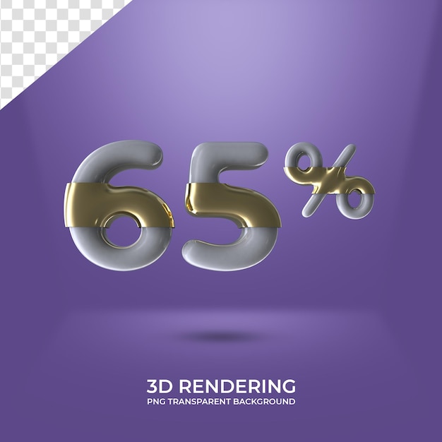 PSD grafikelement textkunst 65 prozent 3d-rendering