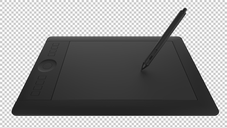 PSD grafische tablette, isoliert auf durchsichtigem hintergrund, 3d-rendering-illustration