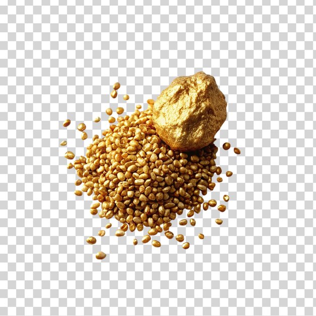 PSD grain de pépite d'or sur un fond transparent