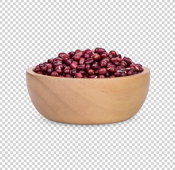 PSD graines de haricots rouges dans une tasse en bois isolée psd premium