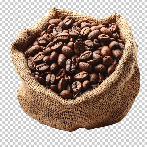 grains de café sur fond transparent