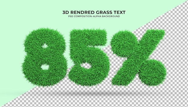 PSD grama verde de 85 palavras em renderização 3d