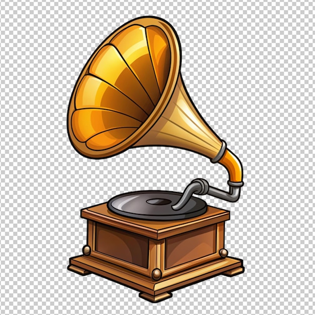 PSD gramophone 2d sur fond transparent