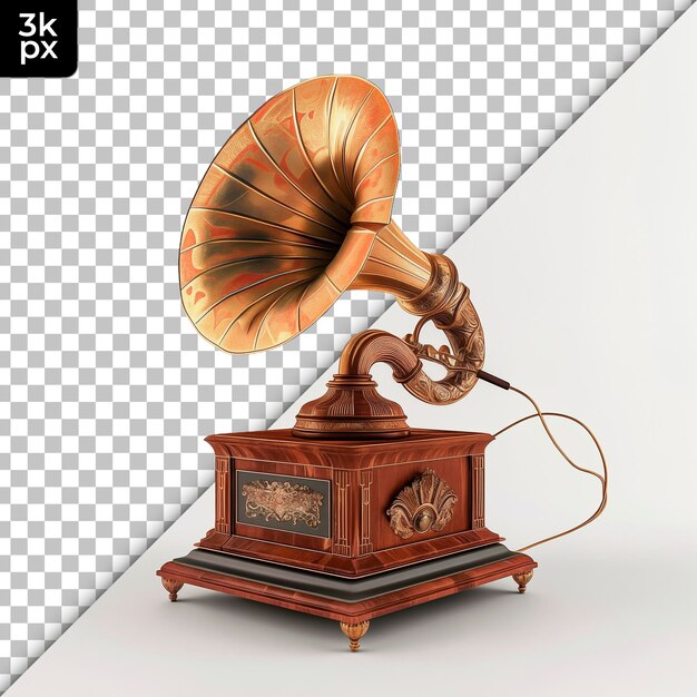 Le Gramophone Isolé Sur Un Fond Transparent