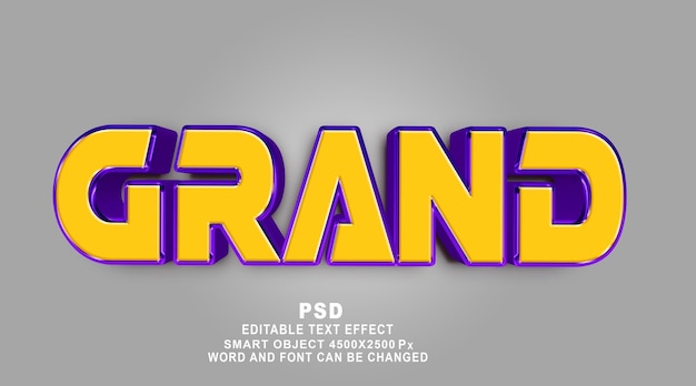 PSD gran estilo de efecto de texto de photoshop editable en 3d con fondo premium