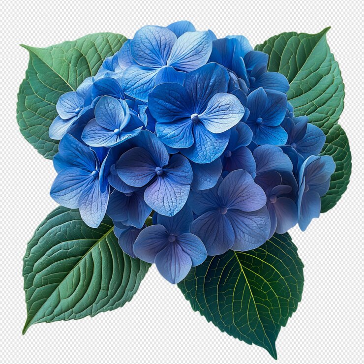 Una gran flor azul sobre un fondo blanco