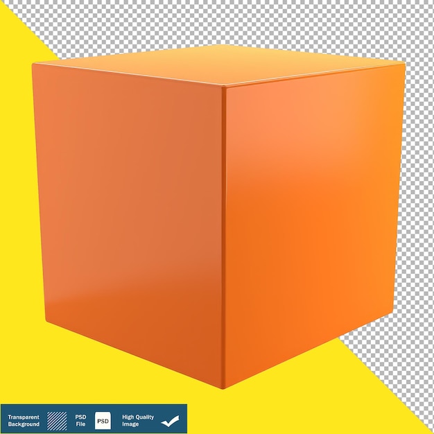 Gran misterioso cuadrado naranja caja 3d visto desde el fondo transparente superior png psd