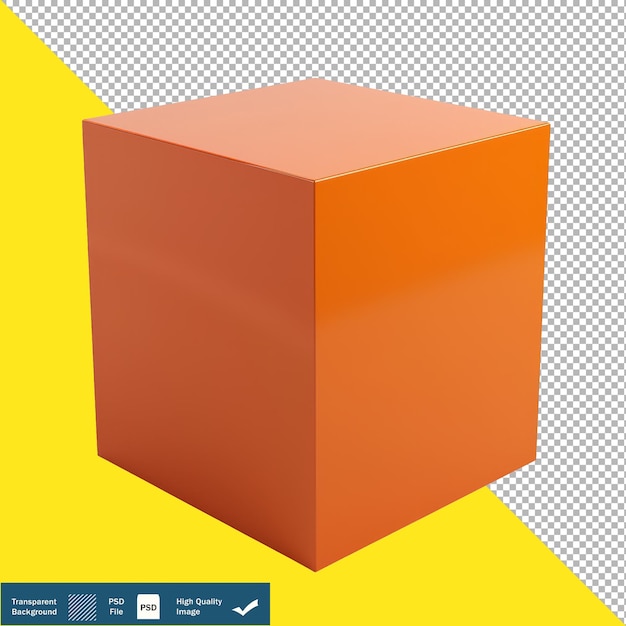 PSD gran misterioso cuadrado naranja caja 3d visto desde el fondo transparente superior png psd