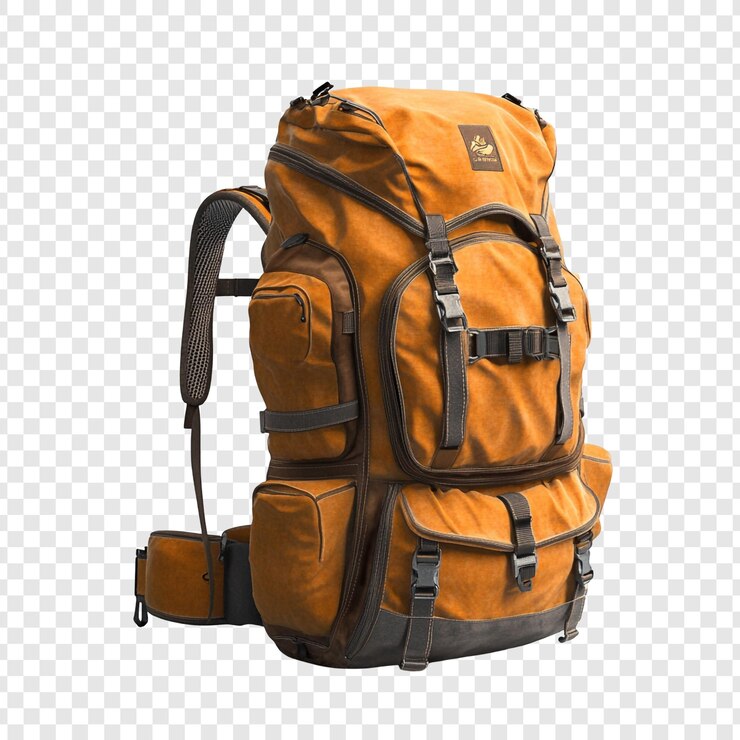 PSD gran mochila naranja para viajes y aventuras
