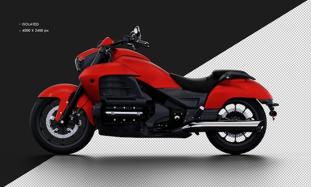 Gran motocicleta roja de metal realista aislada desde la vista lateral izquierda