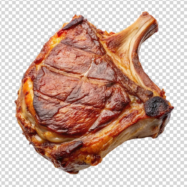 PSD gran pedazo frito de carne aislado sobre un fondo transparente