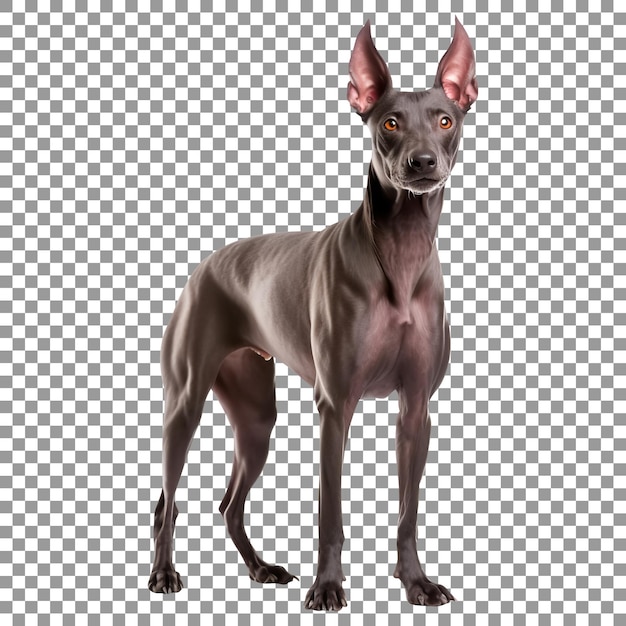 PSD gran perro de raza xoloitzcuintli aislado sobre fondo transparente