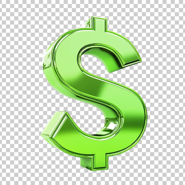 Un gran símbolo de icono de dólar dorado aislado en un fondo transparente