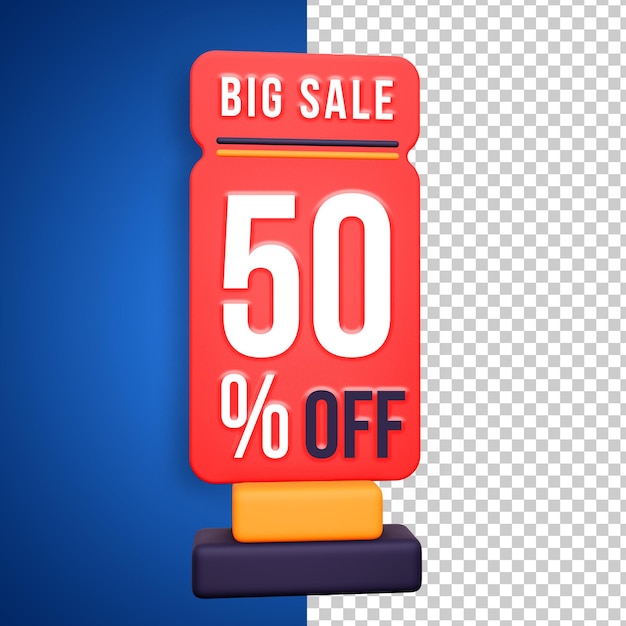 Gran Venta 50 Por Ciento De Descuento Diseño De Icono Base 3D Fondo Transparente