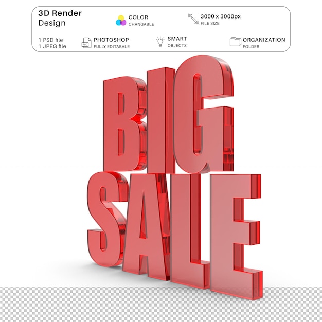 Gran venta Efecto de texto Modelado 3D Archivo PSD Oferta realista del Viernes Negro