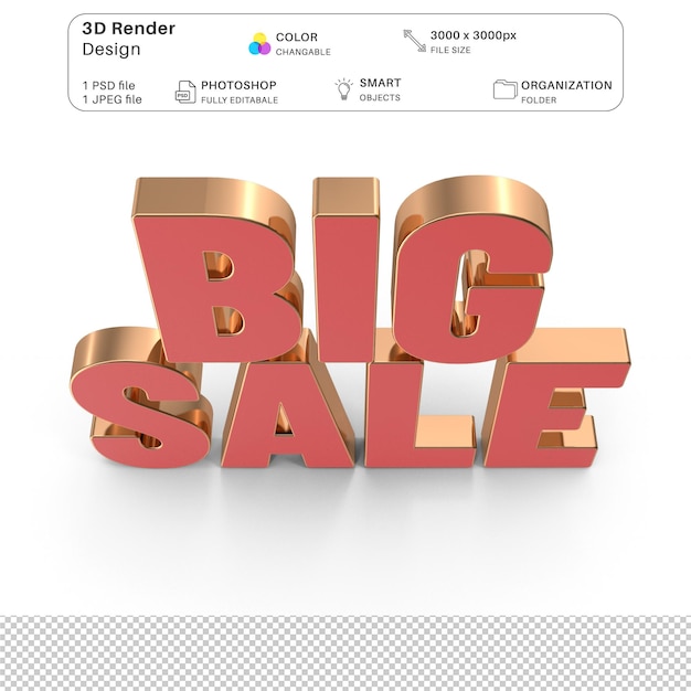 Gran venta Efecto de texto Modelado 3D Archivo PSD Oferta realista del Viernes Negro