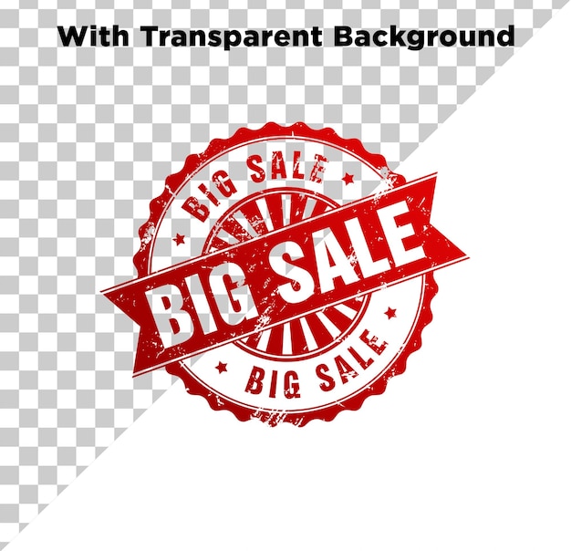 Gran venta escrita en estilo de sello Promoción de ventas de color rojo PNG PSD aislado en fondo transparente
