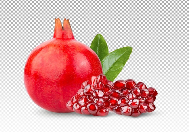 PSD granatapfel mit blatt isoliert