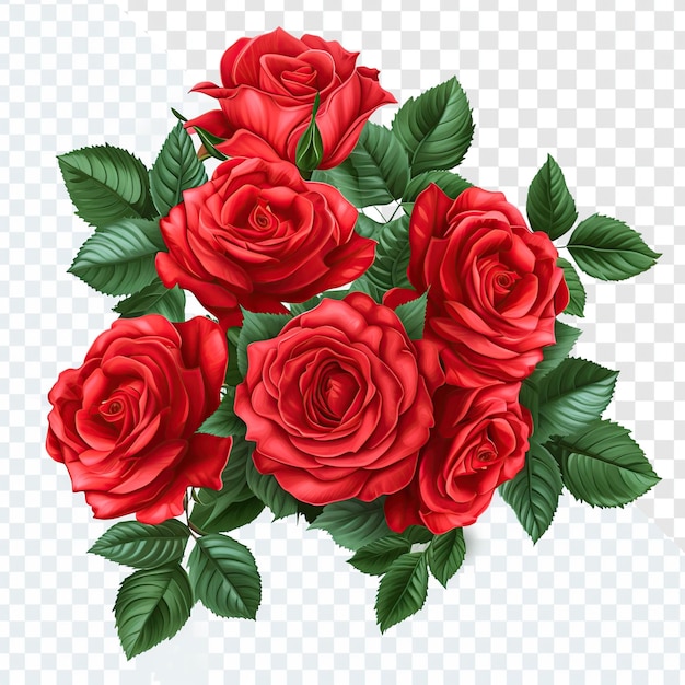 PSD un grand bouquet de roses rouges illustration réaliste transparente