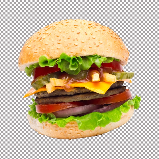 grand hamburger isolé sur blanc
