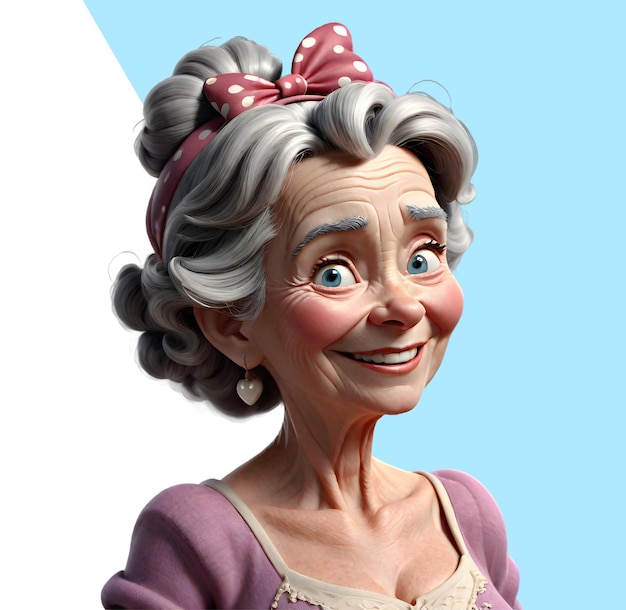 PSD une grand-mère heureuse en 3d