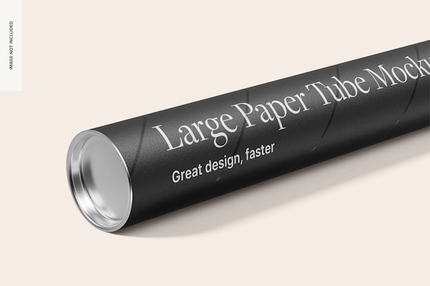 Un grand tube en papier avec un couvercle métallique en gros plan