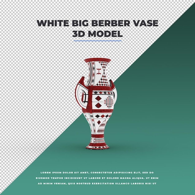 Grand Vase Berbère Blanc Et Rouge