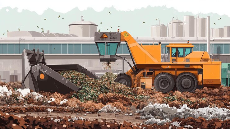 PSD grande caricatore che trasferisce il compost in un impianto di riciclaggio dei rifiuti