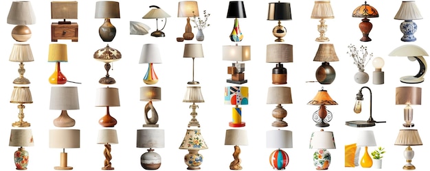 PSD grande collection d'ensembles de lampes de différents styles à l'arrière-plan isolé aig44