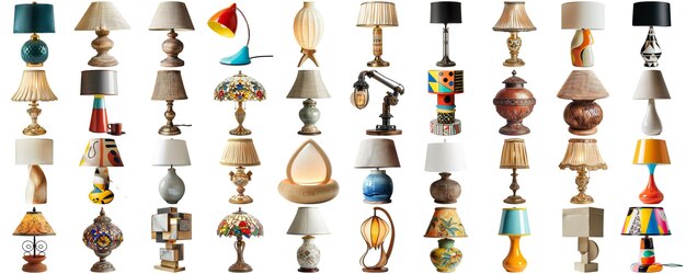 Grande Collection D'ensembles De Lampes De Différents Styles à L'arrière-plan Isolé Aig44