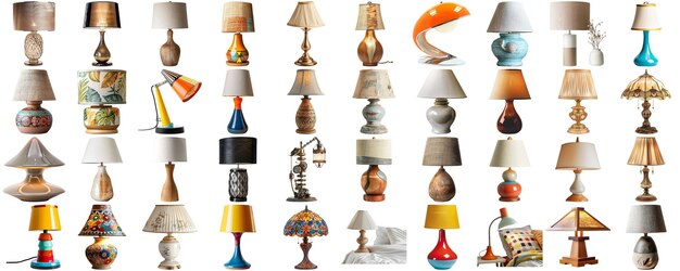 PSD grande collection d'ensembles de lampes de différents styles à l'arrière-plan isolé aig44