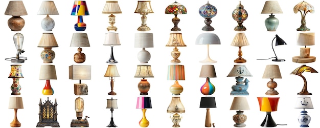 PSD grande collection d'ensembles de lampes de différents styles à l'arrière-plan isolé aig44