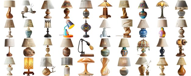 PSD grande collection d'ensembles de lampes de différents styles à l'arrière-plan isolé aig44