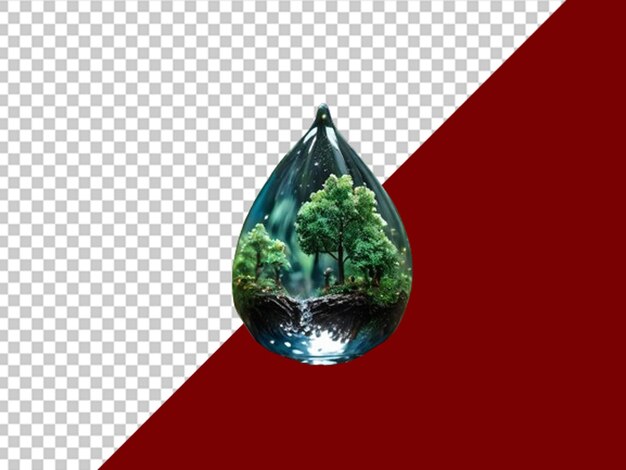 PSD grande gota de água miniatura natureza floresta dentro