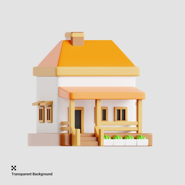 Grande illustration 3D de l'extérieur du manoir avec aménagement paysager