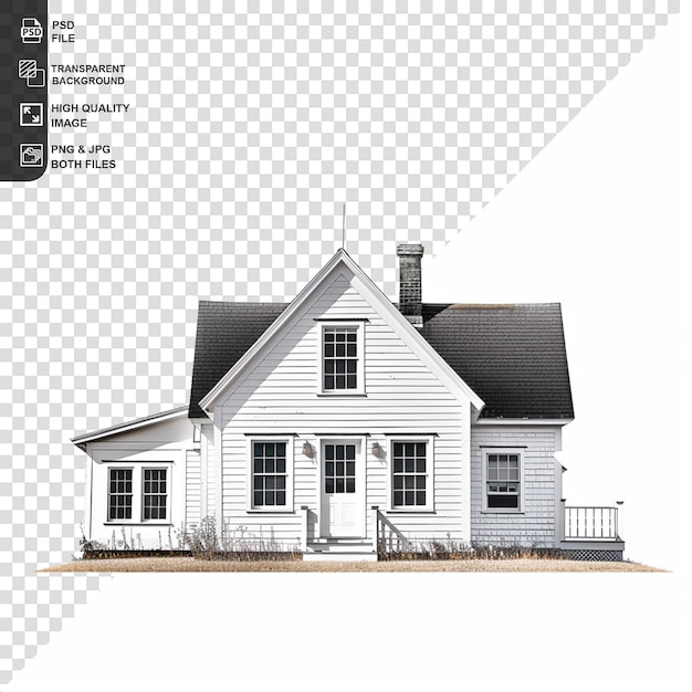 PSD une grande maison blanche avec un toit noir et un fond blanc ai généré