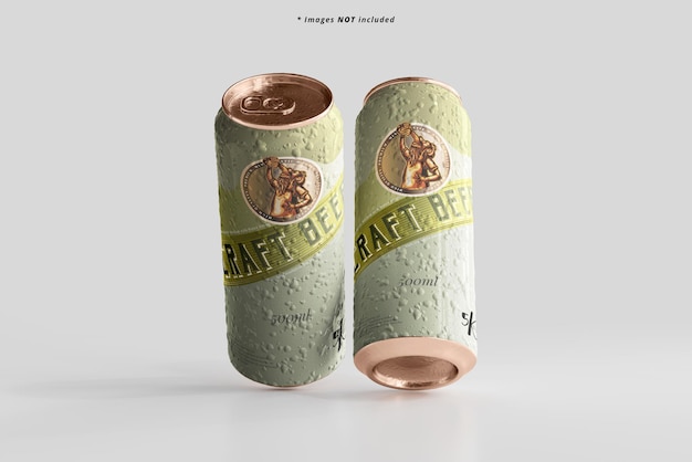 Grande maquete de lata de cerveja elegante com efeito de condensação