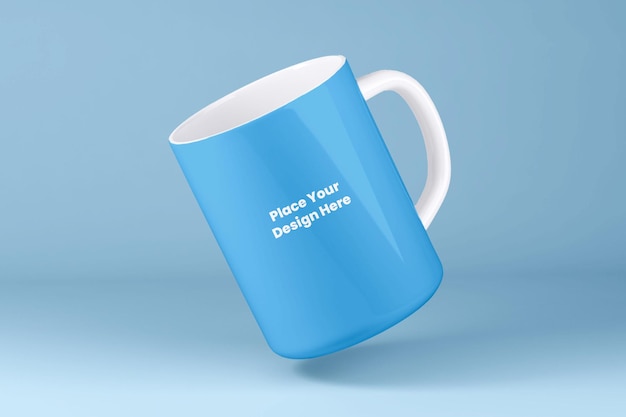 Grande modello di tazza di caffè blu per papà accogliente modello PSD per i tuoi disegni di bevande
