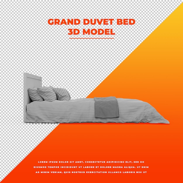 PSD grande modelo isolado 3d de cama de edredão