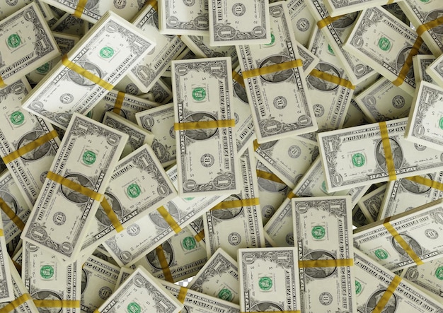 Grande pilha de notas de dólar dos estados unidos grande resolução para fundo de notícias de finanças de negócios
