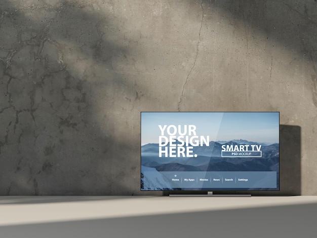 Grande Smart Tv Mockup, modello sul pavimento del soggiorno