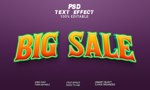 Grande venda 3d estilo de efeito de texto editável arquivo psd